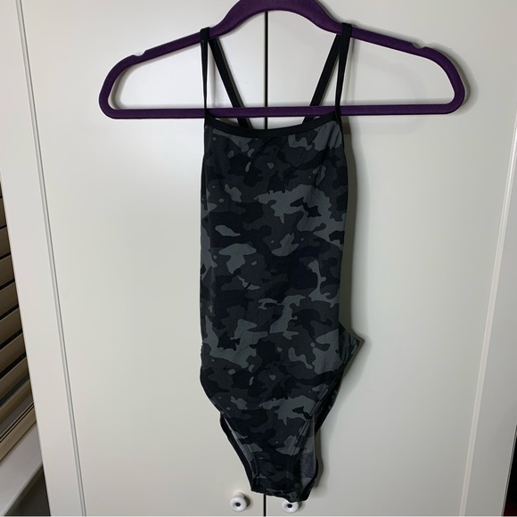 Speedo Camouflage Racing Diving One-Piece Swimsuit - Picture 1 of 12